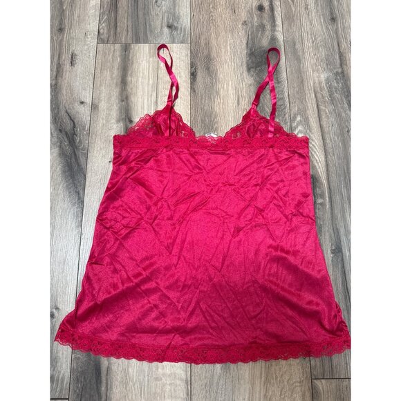 Vintage Mel-Lin Raspberry Pink Red Lace Trim Nylon Camisole - Picture 7 of 7